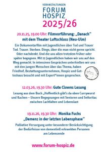 Flyer Forum Hospiz - Veranstaltungen 2025/26